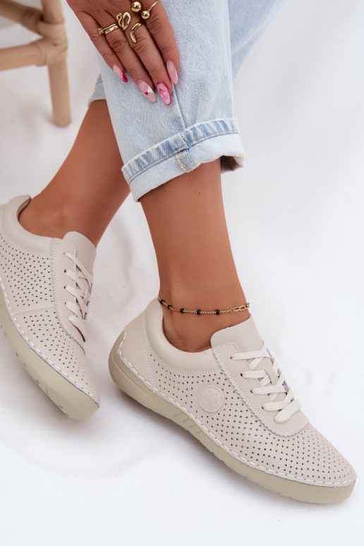Ivory Leder-Damenschuhe mit Schnürsenkeln Bahia