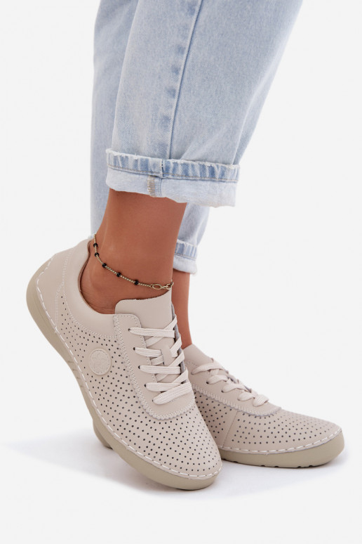 Haut Schuhe Feminin mit Schnürsenkeln elfenbeinfarbe Bahia