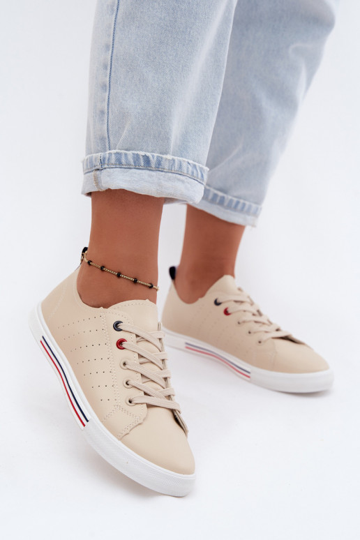 Lässige Sneakers aus Kunstleder in Sandfarbe Tulum