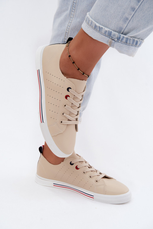 Lässige Sneakers aus Kunstleder in Sandfarbe Tulum