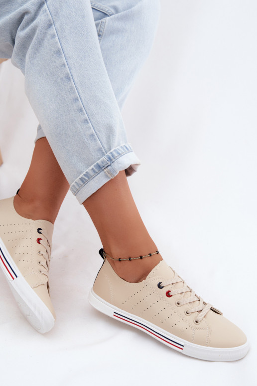 Lässige Sneakers aus Kunstleder in Sandfarbe Tulum