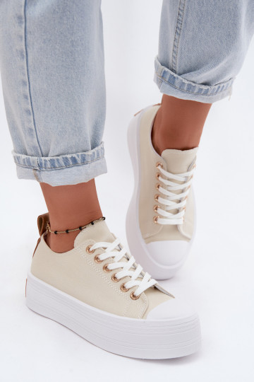 Beige Freizeitschuhe mit Plattform Amalfi