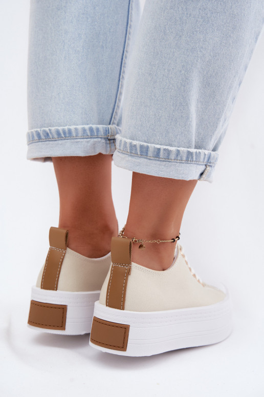 Beige Freizeitschuhe mit Plattform Amalfi