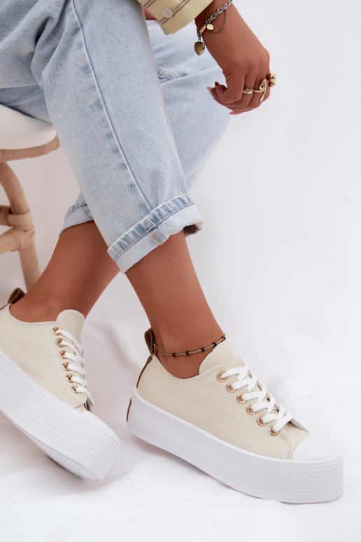 Beige Freizeitschuhe mit Plattform Amalfi