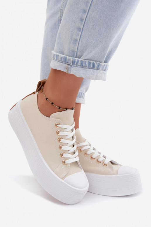 Beige Freizeitschuhe mit Plattform Amalfi