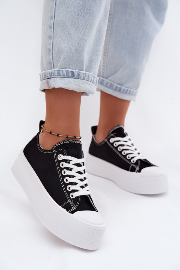 Schwarze Freizeitschuhe mit Plattform Amalfi