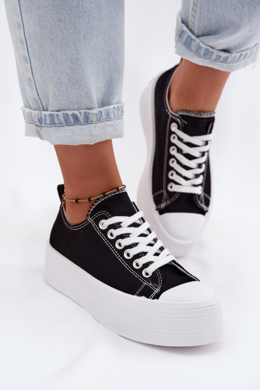Schwarze Freizeitschuhe mit Plattform Amalfi