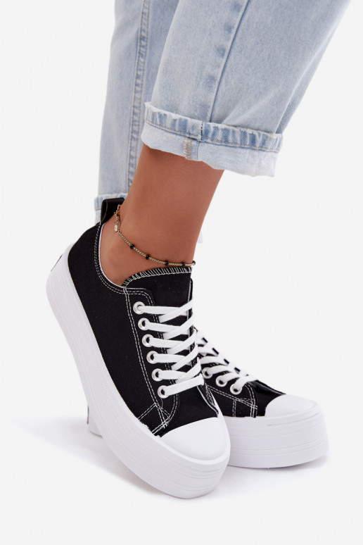 Schwarze Freizeitschuhe mit Plattform Amalfi
