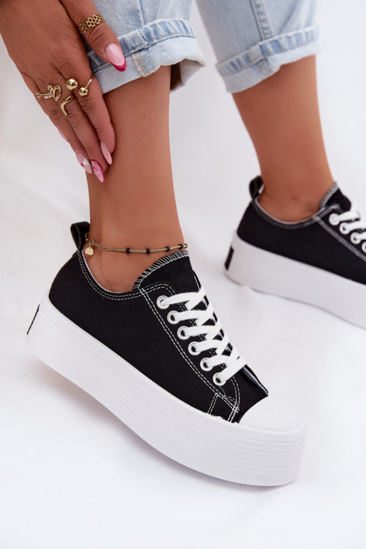 Schwarze Freizeitschuhe mit Plattform Amalfi