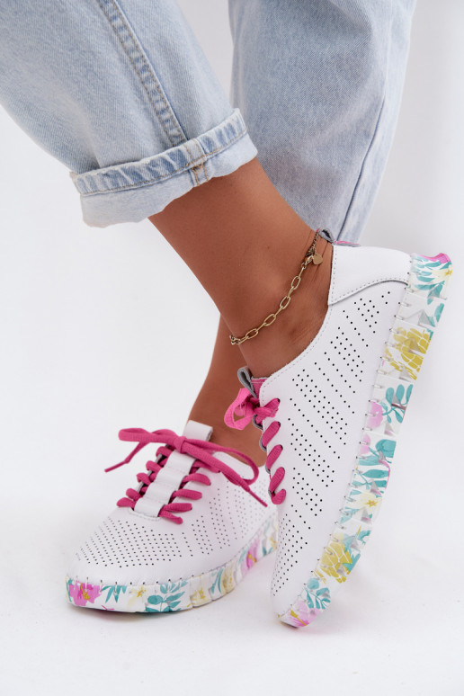 Weiße Leder-Damenschuhe mit Schnürsenkeln Cadiz