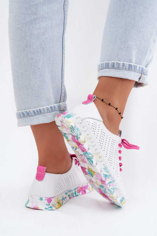 Weiße Leder-Damenschuhe mit Schnürsenkeln Cadiz