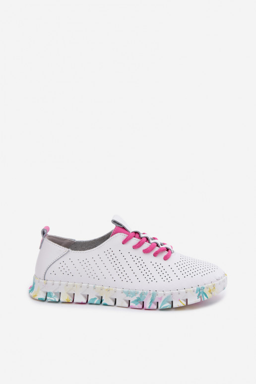 Weiße Leder-Damenschuhe mit Schnürsenkeln Cadiz