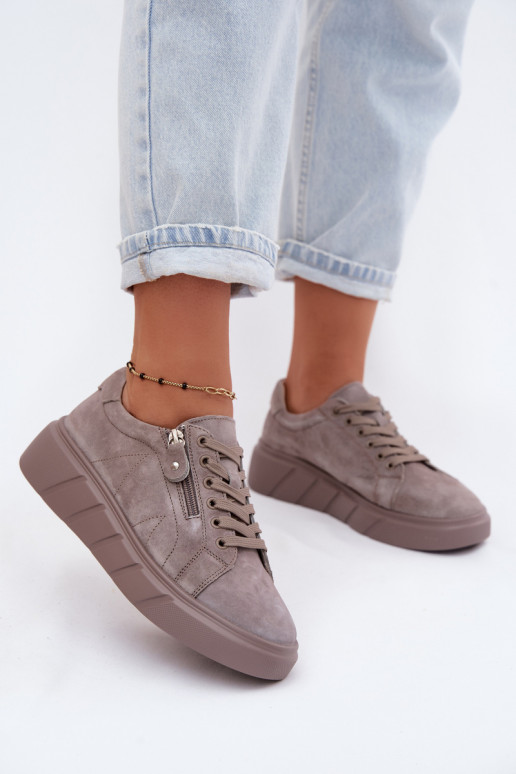 Schuhe FemininErmöglichtturalnego aus INildlederu mit einer Plattform Beige Lunis