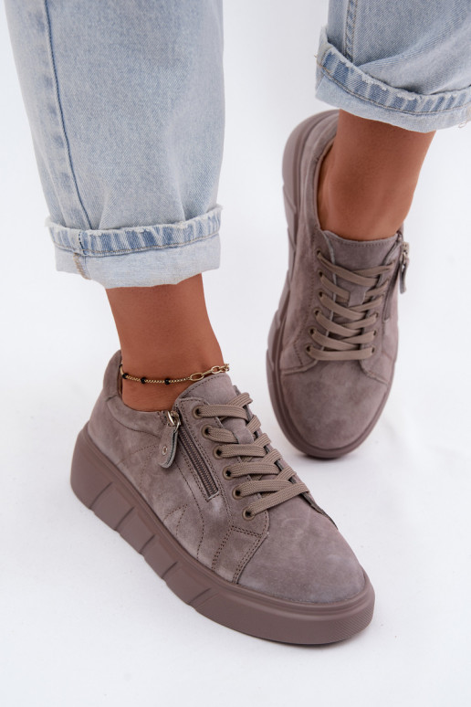 Schuhe FemininErmöglichtturalnego aus INildlederu mit einer Plattform Beige Lunis