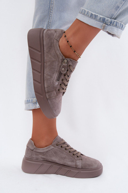 Schuhe FemininErmöglichtturalnego aus INildlederu mit einer Plattform Beige Lunis