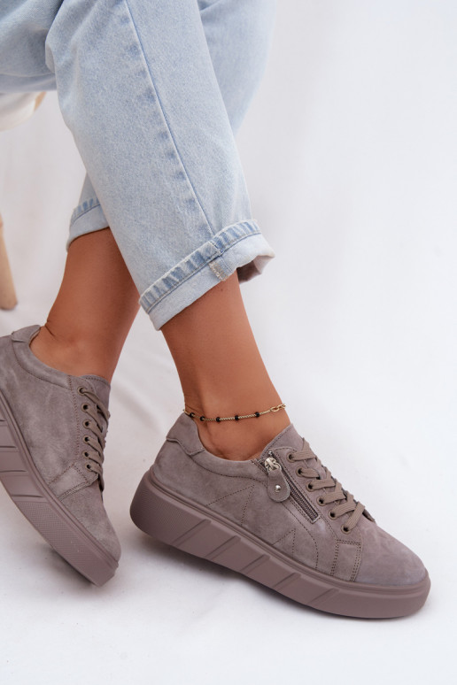 Schuhe FemininErmöglichtturalnego aus INildlederu mit einer Plattform Beige Lunis