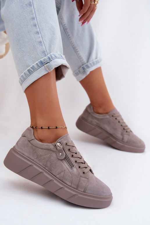 Schuhe FemininErmöglichtturalnego aus INildlederu mit einer Plattform Beige Lunis