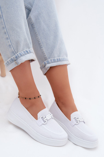 Damen-Platform-Schuhe mit Ornamenten in Weiß Freshy