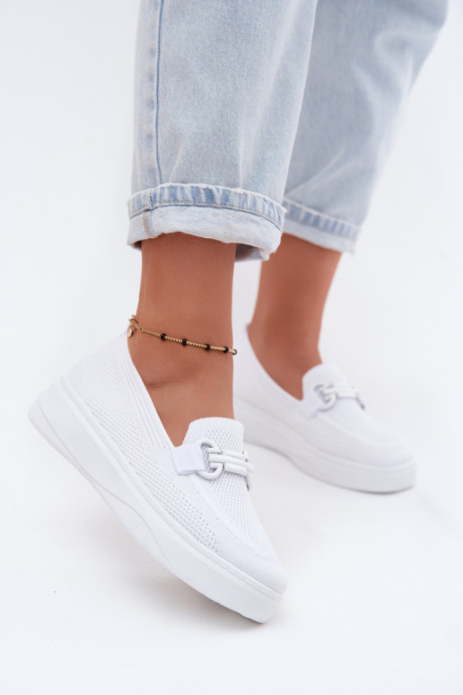 Damen-Platform-Schuhe mit Ornamenten in Weiß Freshy