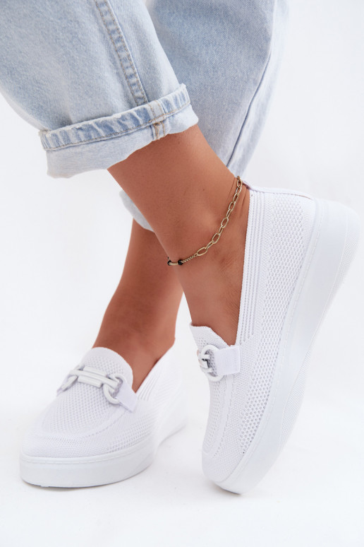 Damen-Platform-Schuhe mit Ornamenten in Weiß Freshy