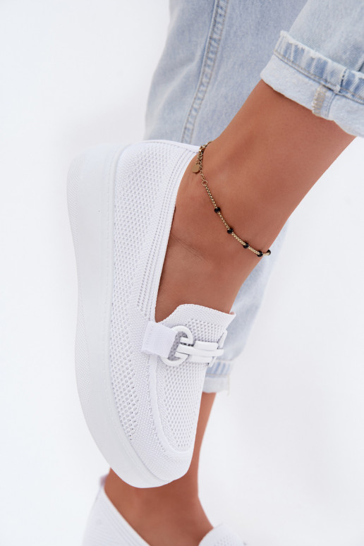 Damen-Platform-Schuhe mit Ornamenten in Weiß Freshy