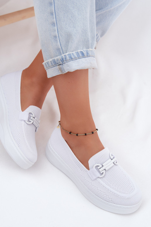 Damen-Platform-Schuhe mit Ornamenten in Weiß Freshy
