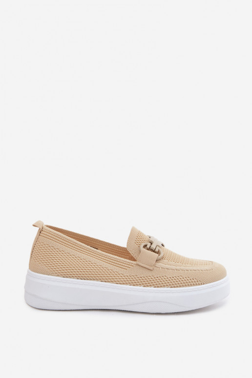 Damen-Platform-Schuhe mit Ornamenten in Sandfarbe Freshy