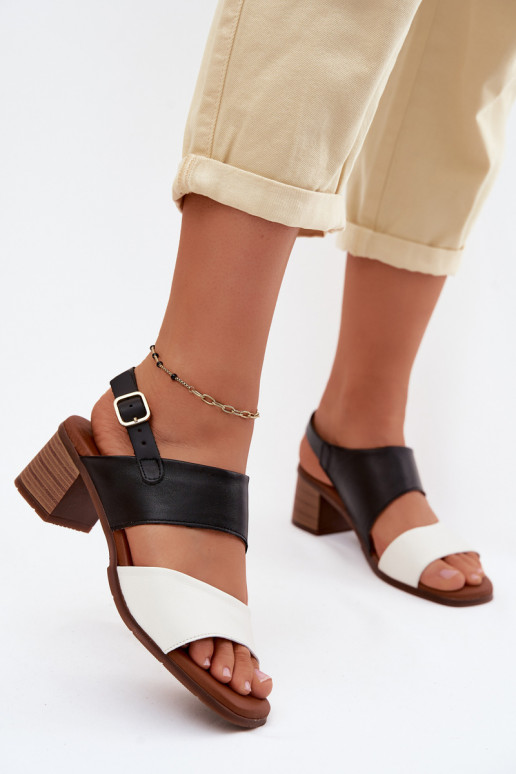 Damensandalen Feminin mit Absätzen Es mussciejka E7396-01 Beige-schZuarze Farbe