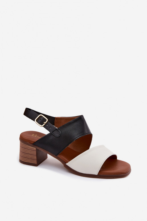 Damensandalen Feminin mit Absätzen Es mussciejka E7396-01 Beige-schZuarze Farbe