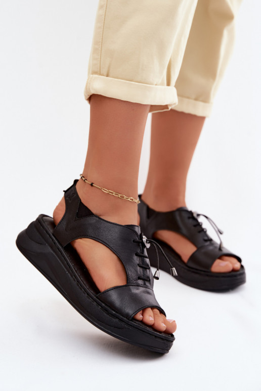 Damen-Platform-Sandalen in Schwarz Tai turiciejka I7646-01