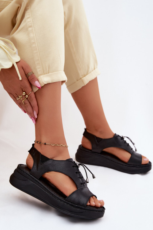 Damen-Platform-Sandalen in Schwarz Tai turiciejka I7646-01