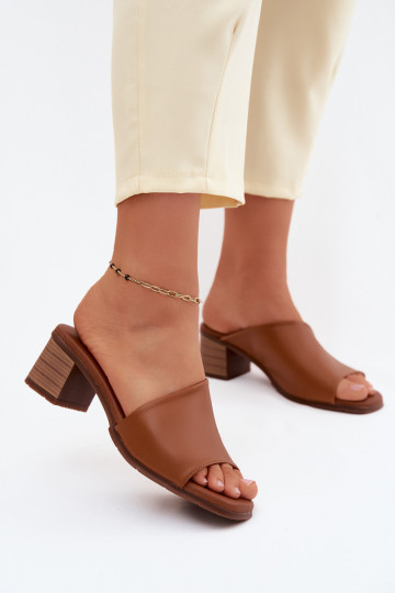Braune Leder-Damenschuhe mit Absatz 2