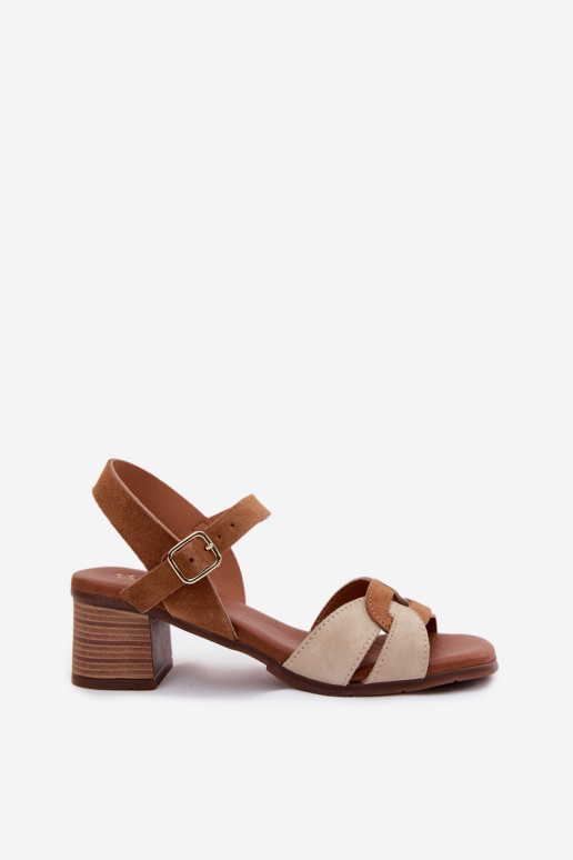 Haut INildledersandalen für Damen mit Absätzen Es mussciejka E7400-04 Beige