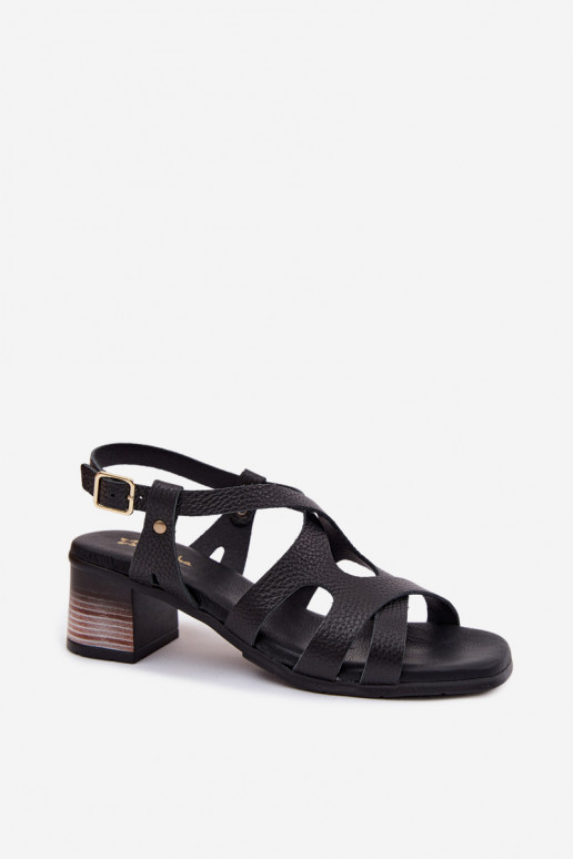 Haut Damen-Sandalen mit hohen Absätzen Es mussciejka E7399-01 schZuarze Farbe
