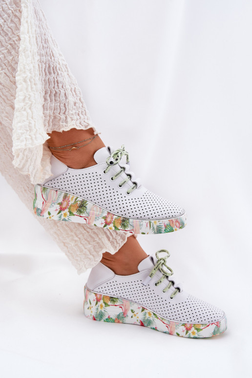 Haut Schuhe mit einer Plattform mit Schriften Artiker 54C1807 INeiß-grüne Farbe