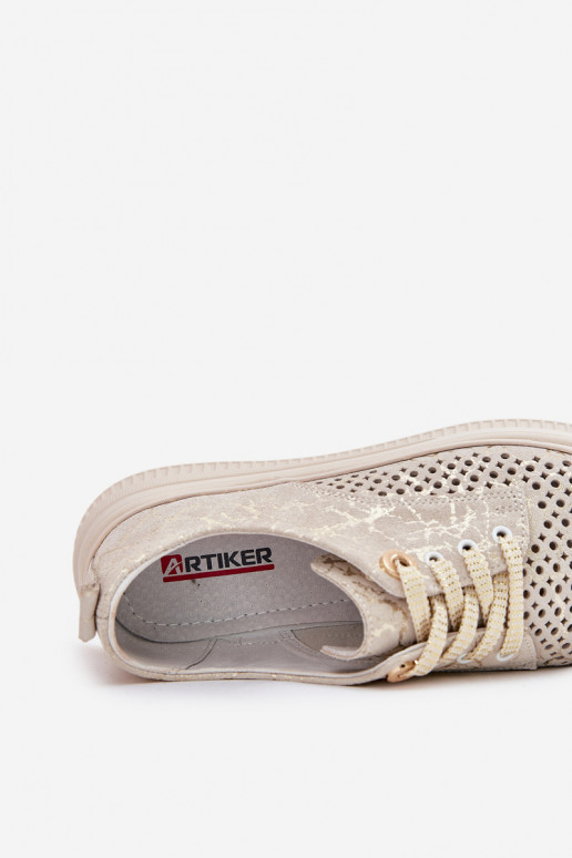 Ausschnitt Wildleder Damen Plattformschuhe in sand-gold Artiker 56C2108