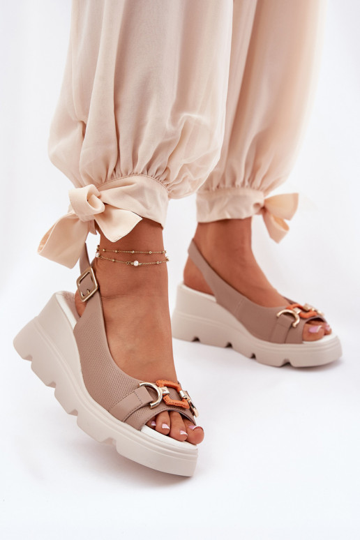 Damen Plattformsandalen mit Ornamenten in Sandfarbe Artiker 56C2208
