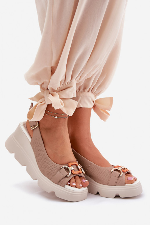 Damen Plattformsandalen mit Ornamenten in Sandfarbe Artiker 56C2208