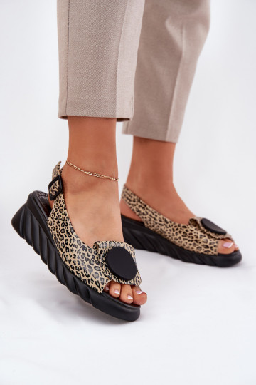 Sandalen mit Elementen aus Naturleder auf Plattform mit Leopardenmuster Artiker 56C2186 2