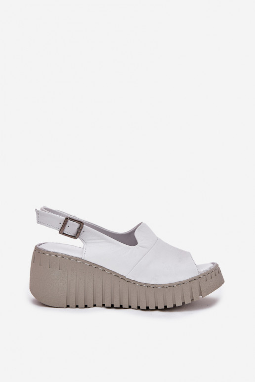 Damen Sandalen mit Elementen aus Naturleder auf Plattform in weiß Artiker 54C0786