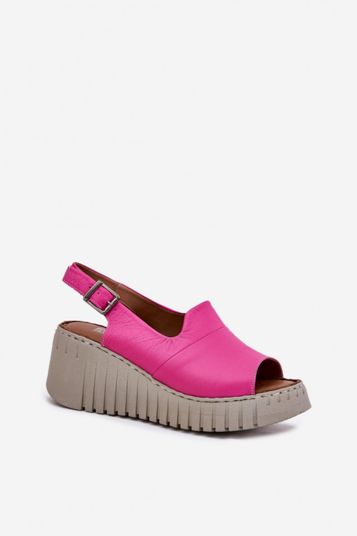 DamensandalenErmöglichtturalnej Skóry mit einer Plattform Artiker 54C0789 pinke Farbe