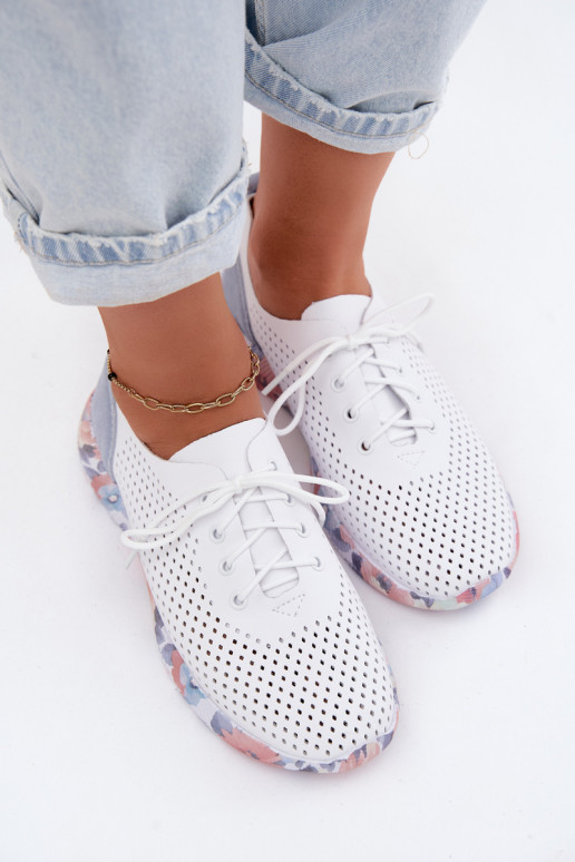 Haut Schuhe Feminin mit Schnürsenkeln mit einer Plattform Artiker 58C0586 INeiß-blaue Farbe