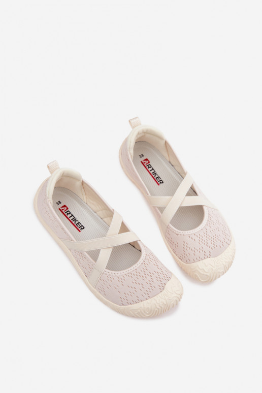 Sportliche Ballerinas mit elastischen Riemen in Elfenbein Artiker 58C1902