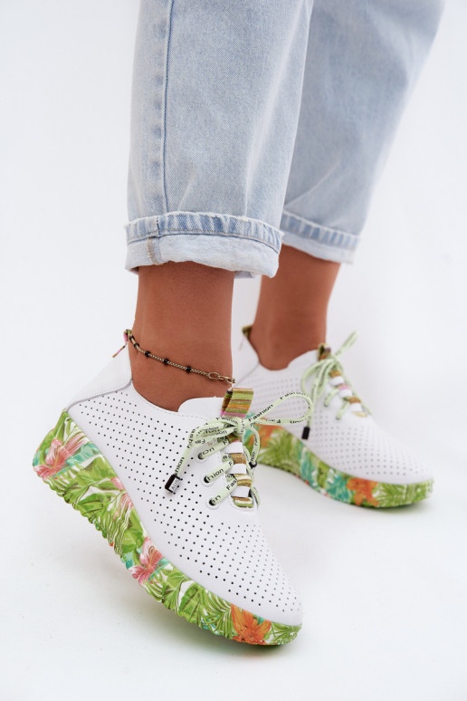 Lederplattformschuhe in weiß-grün Artiker 58C0600