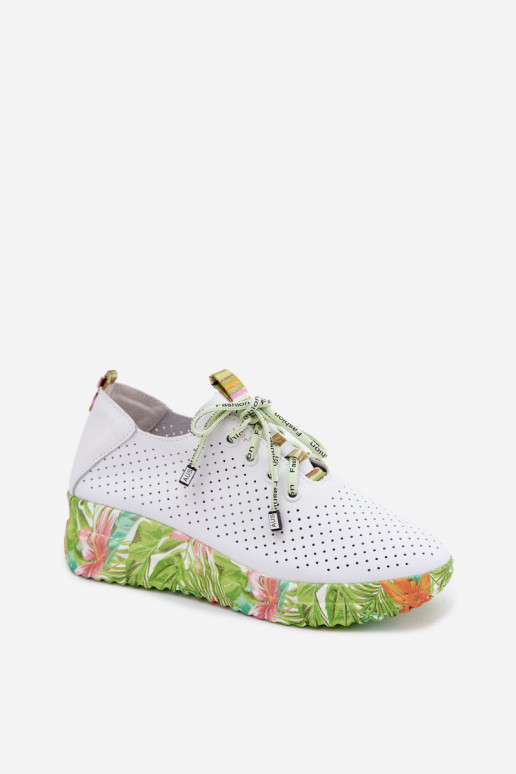 Lederplattformschuhe in weiß-grün Artiker 58C0600