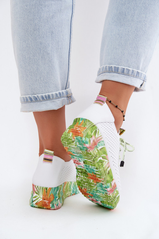 Lederplattformschuhe in weiß-grün Artiker 58C0600