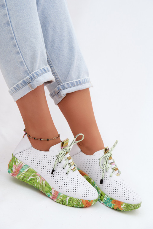 Lederplattformschuhe in weiß-grün Artiker 58C0600