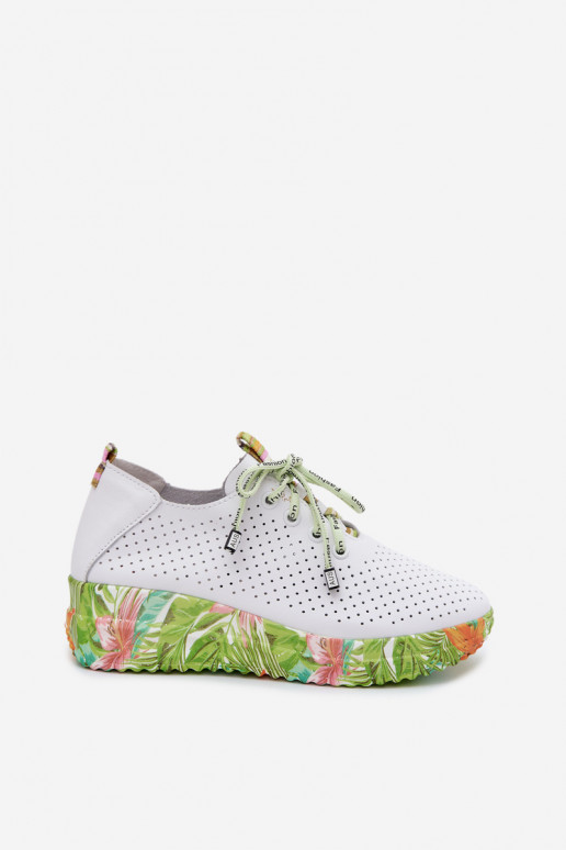 Lederplattformschuhe in weiß-grün Artiker 58C0600