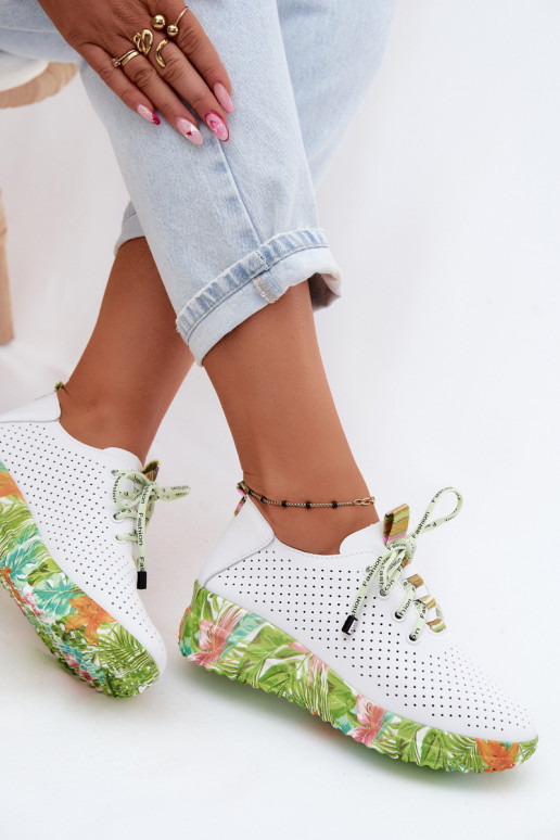 Lederplattformschuhe in weiß-grün Artiker 58C0600