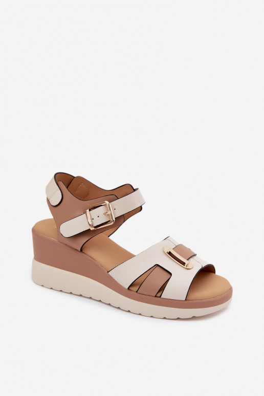 Sandfarbene Damen Sandalen mit Plattform und Riemen Artiker 58C0314